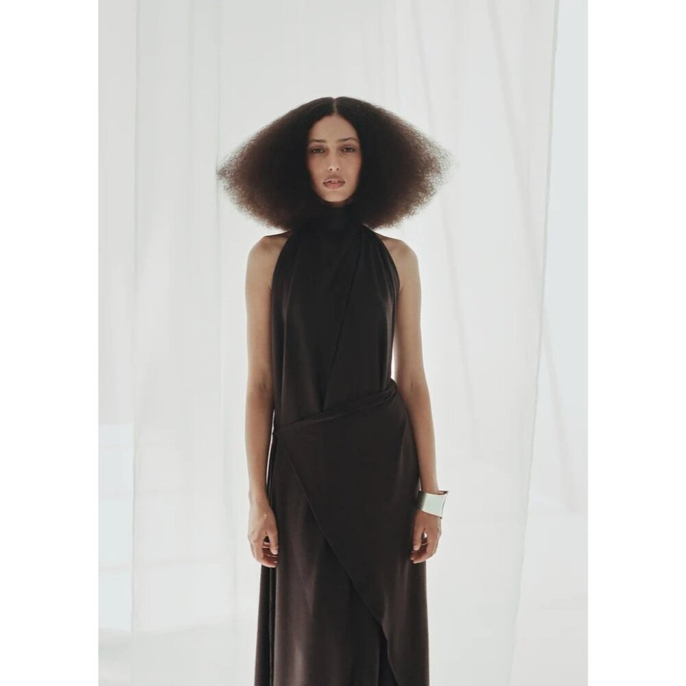 Diana Milkanova Studio Gaia Dress in Chocolate Brown One Size New Womens Maxi - Picture 12 of 16